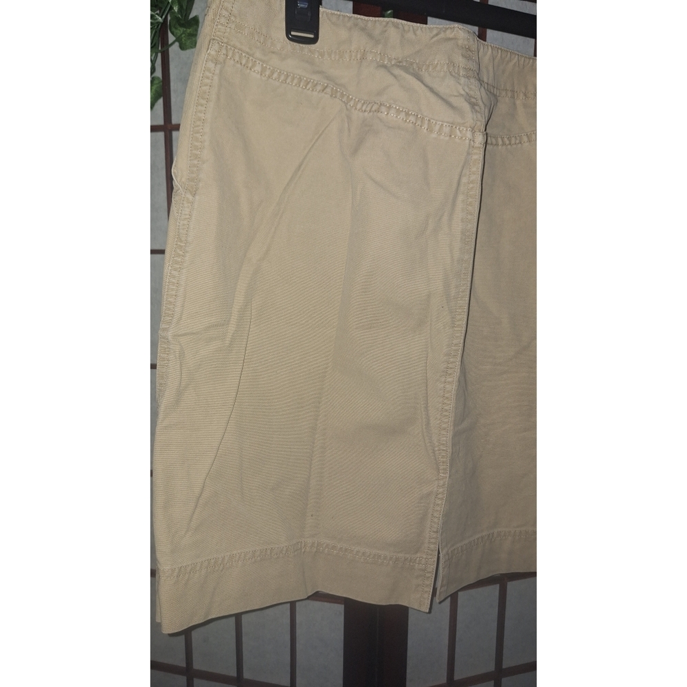 Lauren Ralph Lauren | Button Down Pocketed Cotton Tan A-Line Skirt - Picture 10 of 16